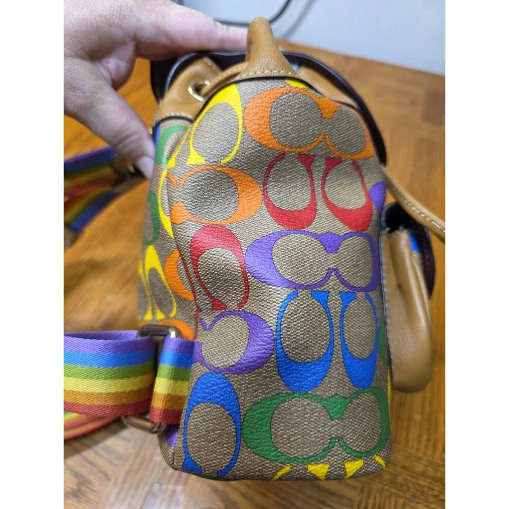 Coach Pennie Backpack 22 Rainbow Signature Mini Backpack Leather W/Wallet